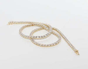 CRYSTAL TENNIS GOLD NECKLACE 4MML