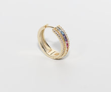 Load image into Gallery viewer, RAINBOW DIAMOND SMALL HOOP EARRINGS