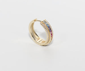 RAINBOW DIAMOND SMALL HOOP EARRINGS