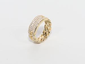 DIAMOND CUBAN PLATE RING