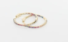 Load image into Gallery viewer, RAINBOW DIAMOND HOOP EARRINGS