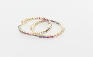 RAINBOW DIAMOND HOOP EARRINGS