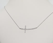 Load image into Gallery viewer, DIAMOND SIDEWAYS CROSS CHOKER NECKLACE