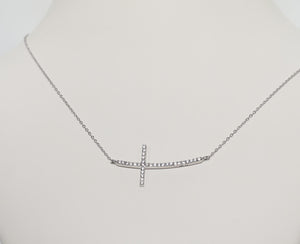 DIAMOND SIDEWAYS CROSS CHOKER NECKLACE