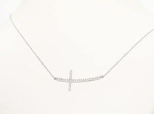 DIAMOND SIDEWAYS CROSS CHOKER NECKLACE