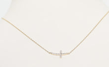 Load image into Gallery viewer, DIAMOND SIDEWAYS CROSS CHOKER NECKLACE