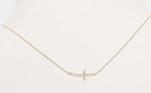 DIAMOND SIDEWAYS CROSS CHOKER NECKLACE