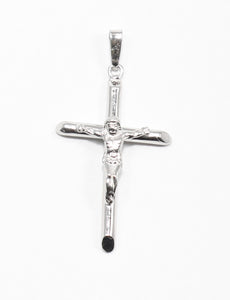 SOLID SILVER CROSS WITH JESUS