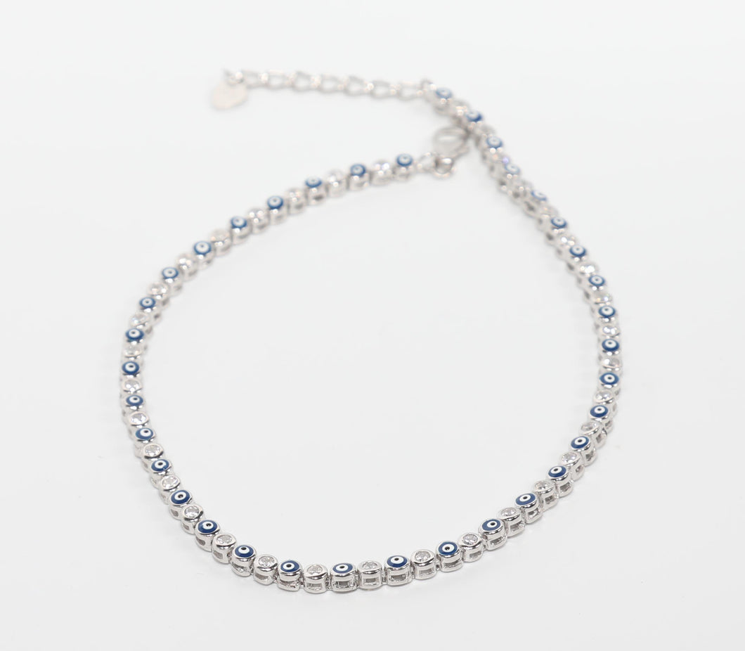 BLUE EVIL EYE DIAMOND ANKLET